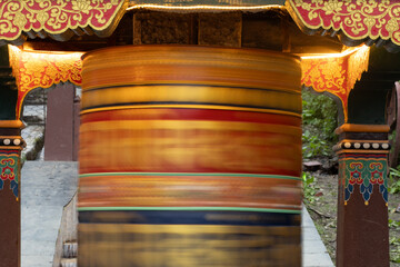 Prayer wheel in motion at namche bazaar, Nepal