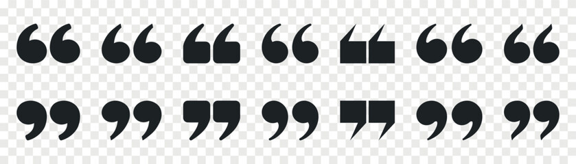 Fototapeta premium Quote mark flat vector icon set.