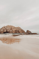 Cliffs by the ocean, summer beach background
