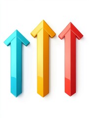 Vector illustration of three arrows pointing upwards, representing success, growth or improvement.