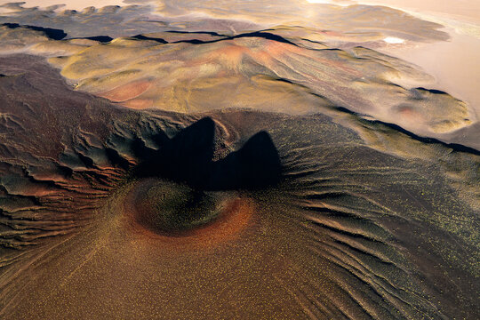 Aerial view of volcanic landscape in La Puna, Argentina