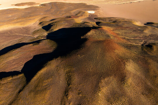 Aerial view of volcanic landscape in La Puna, Argentina