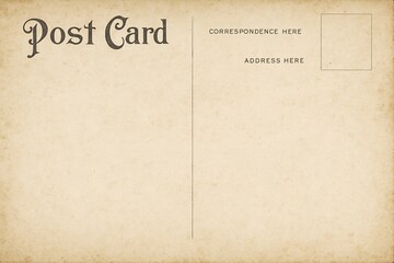 Vintage blank postcard back template

