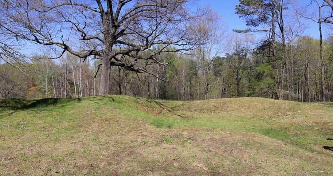 Fredericksburg Civil War Battleground canon in forest field. Battle of Gettysburg, July 1 to July 3, 1863. 51,000 soldiers killed, wounded, or missing. memorial to the soldiers who fought and died.