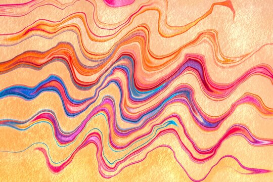 Abstract colorful waves with flowing marble effect
