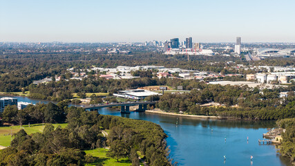 Aerial photo Parramatta CBD via Parramatta River