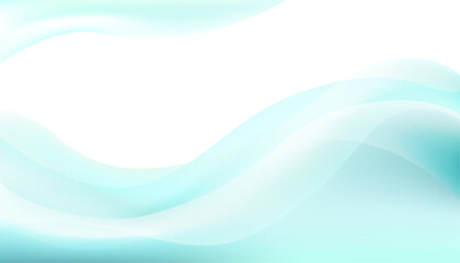 Abstract light blue turquoise gradient wave transparent background. Dynamic blue flowing wave lines design element