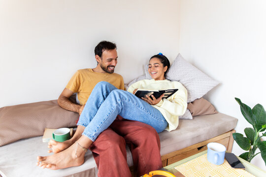 Couple enjoying a peaceful moment at home