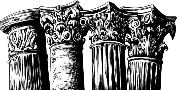 Elegant renaissance borders and symmetrical columns design for vintage decor