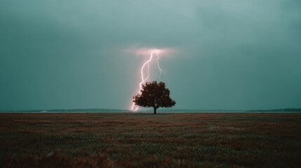 Majestic Telephoto Shot of a Lone Oak Tree in the Heart of a Picturesque Landscape