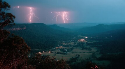 Captivating Time-Lapse Image Featuring Layered Lightning Strikes in a Dynamic and Atmospheric Scene