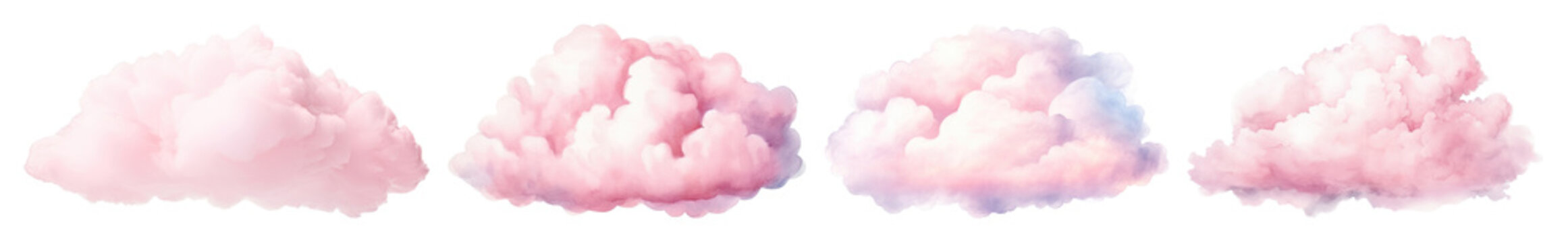 PNG Fluffy pink clouds illustration, element set on transparent background
