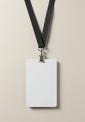 ID Card Mockup Blank Lanyard, empty plastic identity badge for corporate or event branding presentation