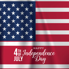 4th of July USA Independence Day Banner with American Flag Design