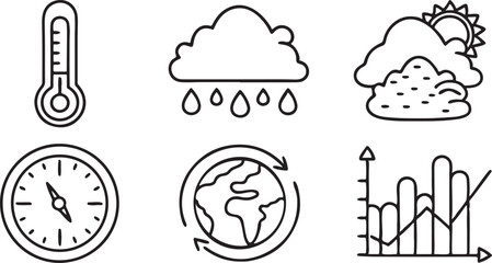 Weather and Climate Change Vector Icons Set 30 Editable Flat Climate Awareness Icons