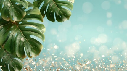 Green Monstera Leaves with Soft Background