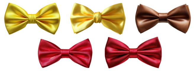 Satin bow ties in red, yellow, and brown shades
