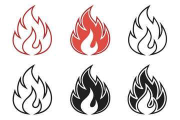 Fire flame icons set. Modern vector icon design.