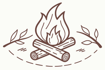 Flat Bonfire Icon for Maps, Guides, and Travel UI