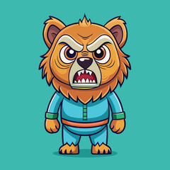 cartoon lion animal angry isolated