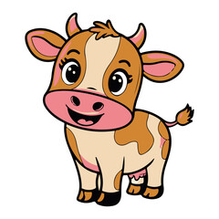 Cute cartoon cow illustration for kids design and farm animal graphics vector drawing and print design cartoon vector illustration