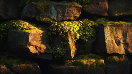 Moss-Covered Rocks in Forest Setting