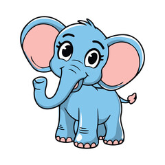 Naklejka premium Cartoon baby elephant illustration drawing vector image for kids children animal lovers art