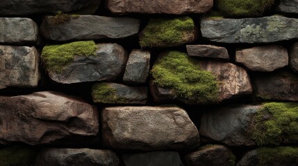 Stone Wall with Moss and Natural Wear