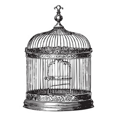 Vintage decorative birdcage with intricate design for home decor