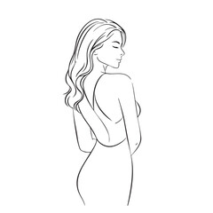 Elegant woman in minimalist fashion design posing gracefully