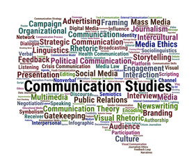 Communication Studies Word Cloud. Academic Keywords Related To Global Communication Disciplines
