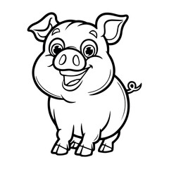 Cartoon pig outline drawing for coloring book pages and educational resources for kids and adults