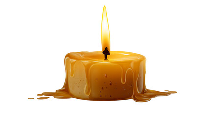  single candle burns  isolated on white background