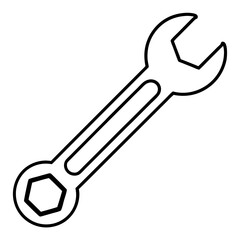 Minimalist Wrench Tool Line Art Vector