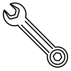 Minimalist Wrench Tool Line Art Vector