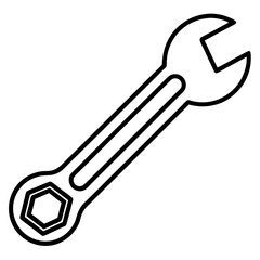 Minimalist Wrench Tool Line Art Vector