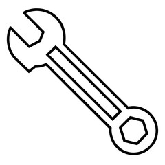 Minimalist Wrench Tool Line Art Vector