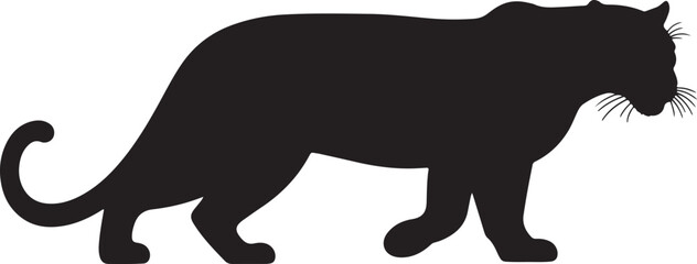 Florida panther in silhouette pure white background.