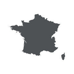 Map of France, sign silhouette. World Map Globe. Vector Illustration isolated on white background. Europe continent.
