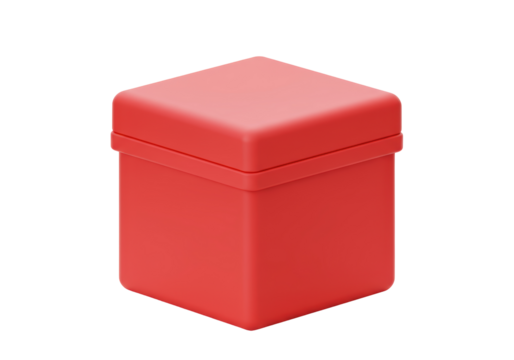 Isolated Red Square Box with Lid