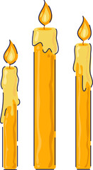 Three lit candles illuminating a dark and moody background, creating a serene atmosphere
