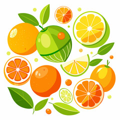 set of citrus fruits isolated