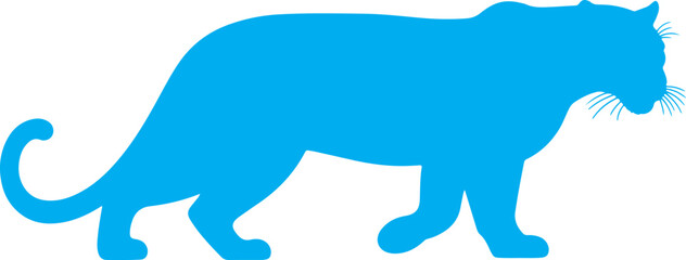  Florida panther in silhouette pure white backgroundS.