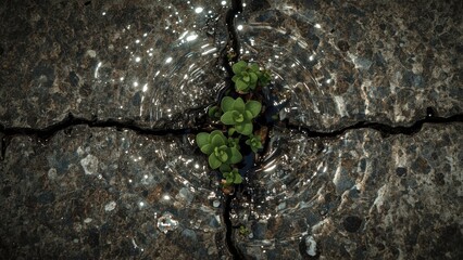 Cracked pavement. Self-compassion Grow therapy Self healing process Water positive Nature-based solutions Lendable Spring boot EcoVadis Green plant. Natural growth. Outdoor texture. Urban resilience.