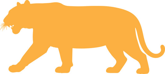 Full black vector of Indochinese Tiger in silhouette purw white background.