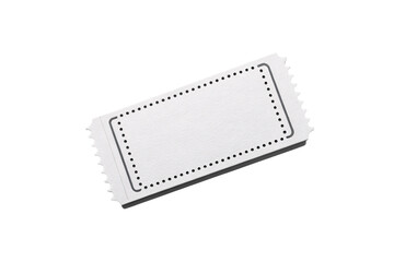 Fototapeta premium White blank ticket stub with dotted tear-off line and perforated edges, isolated on a transparent background