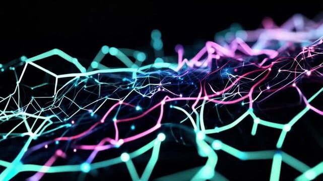 Abstract Digital Network with Glowing Nodes and Connected Lines