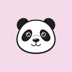 Fototapeta premium Panda illustration with Pink background: A cute Panda illustration. This playful panda illustration features a minimalist design on a pastel pink backdrop.