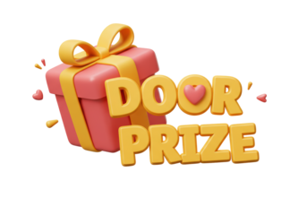 Isolated Door Prize Gift Box with Hearts Reward