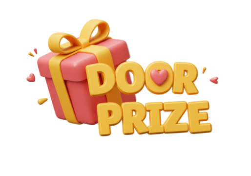 Isolated Door Prize Gift Box with Hearts Reward